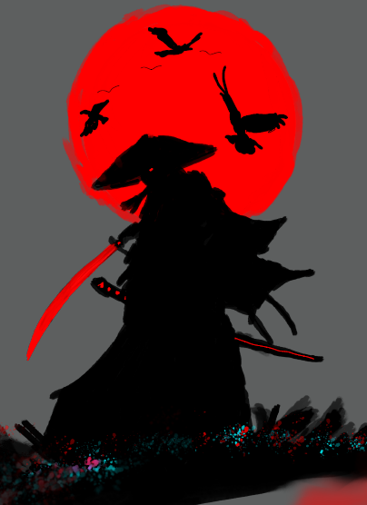 Character design sketch — 'The Rogue' samurai concept