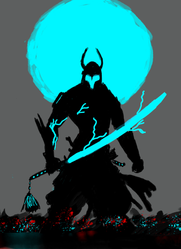 Character design sketch — 'The Protector' samurai concept