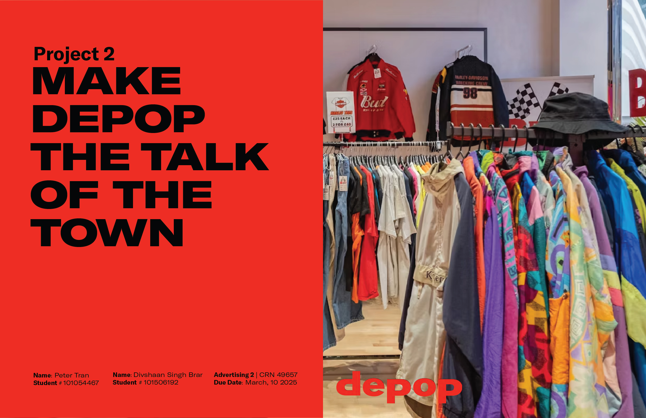 Depop integrated campaign — slide 1: 'Make Depop the Talk of the Town' concept board