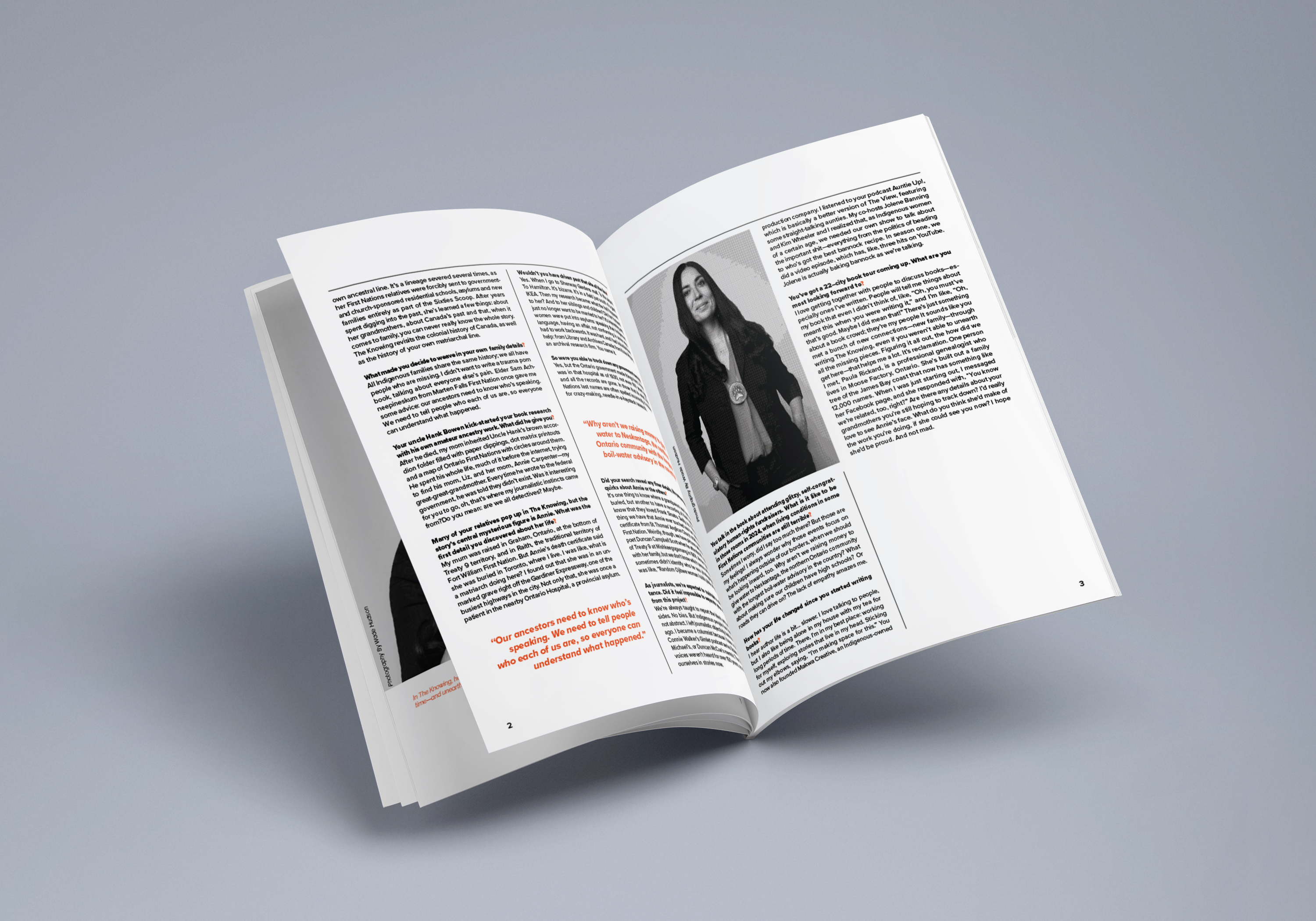 Tanya Talaga editorial — printed booklet mockup
