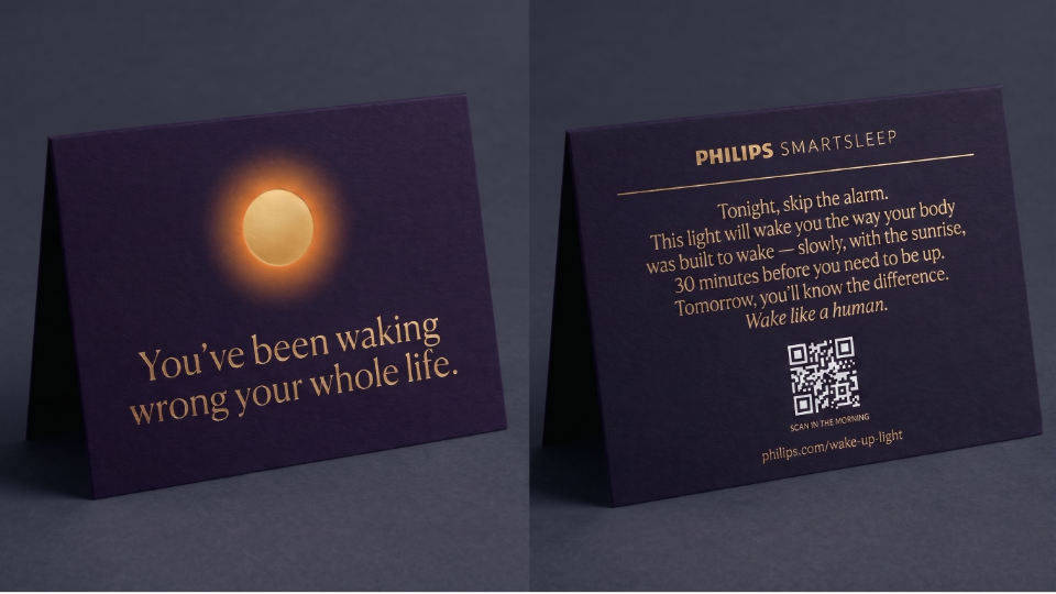 Philips Smart Sleep — direct mail postcard with QR code