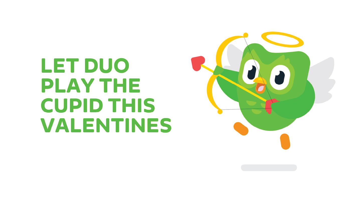 Duolingo Valentine's campaign — slide 4: paired-learning concept visual