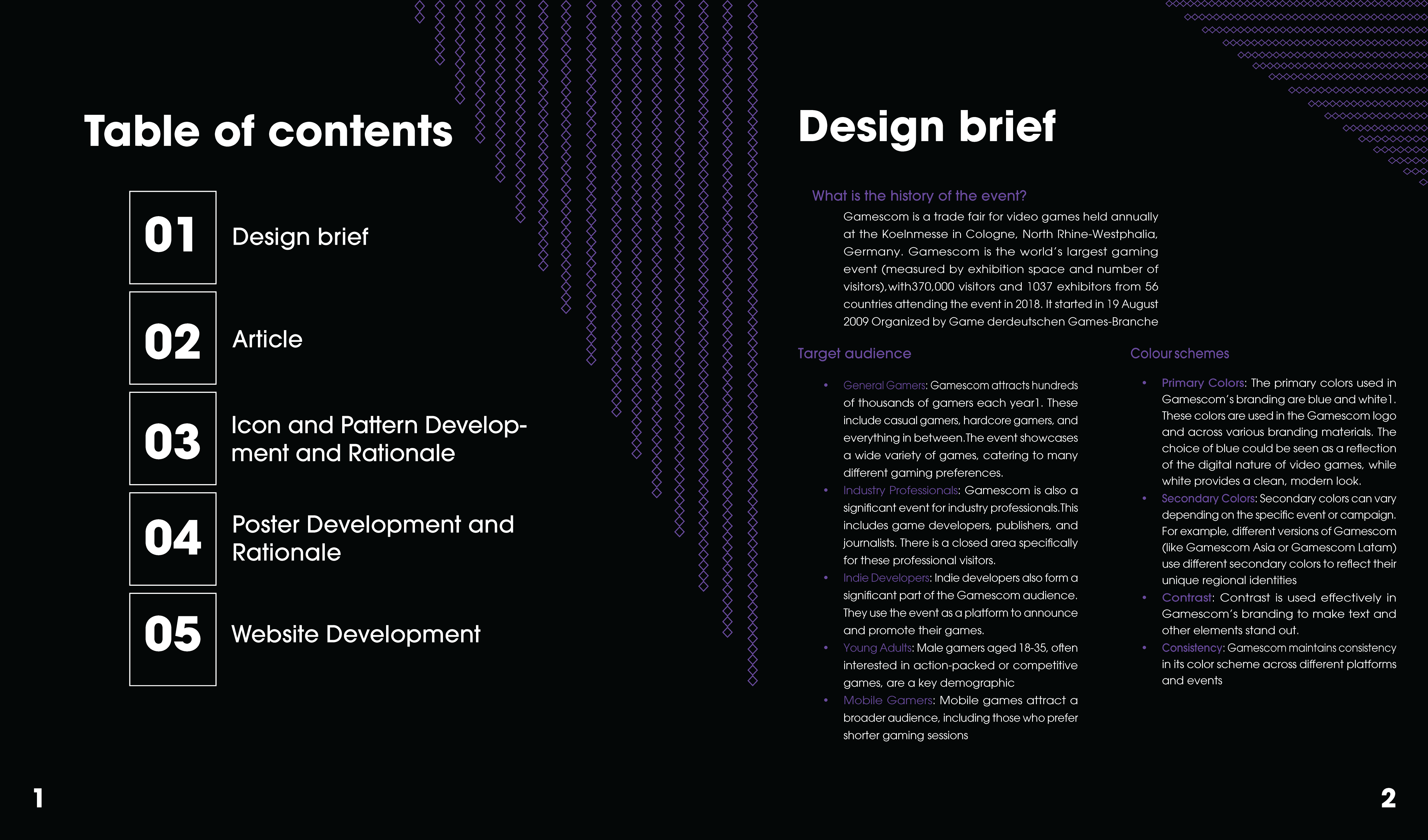Gamescom event branding — slide 2: blue and purple gaming-culture color palette