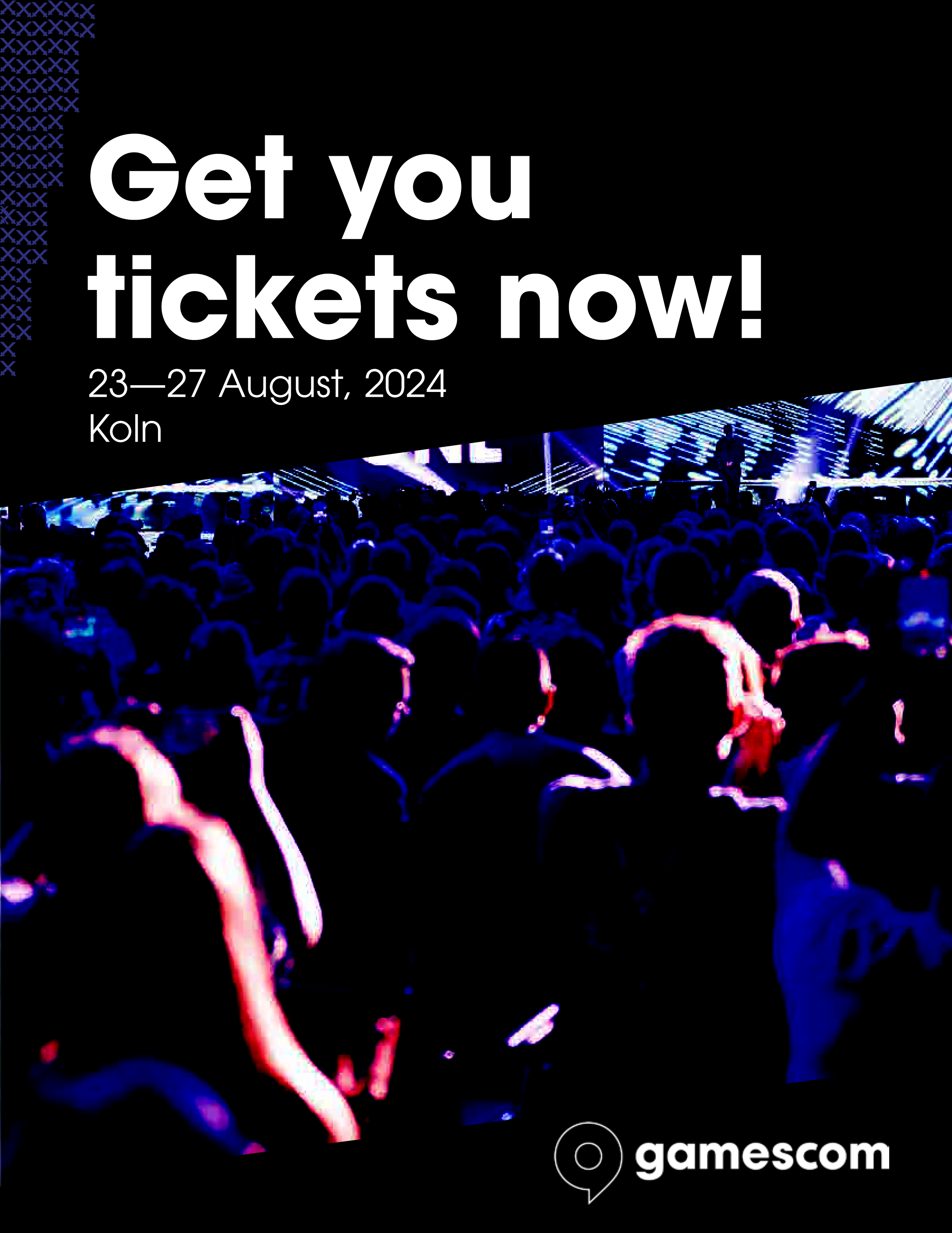 Gamescom promotional poster — full layout with August 23–27 Köln event details