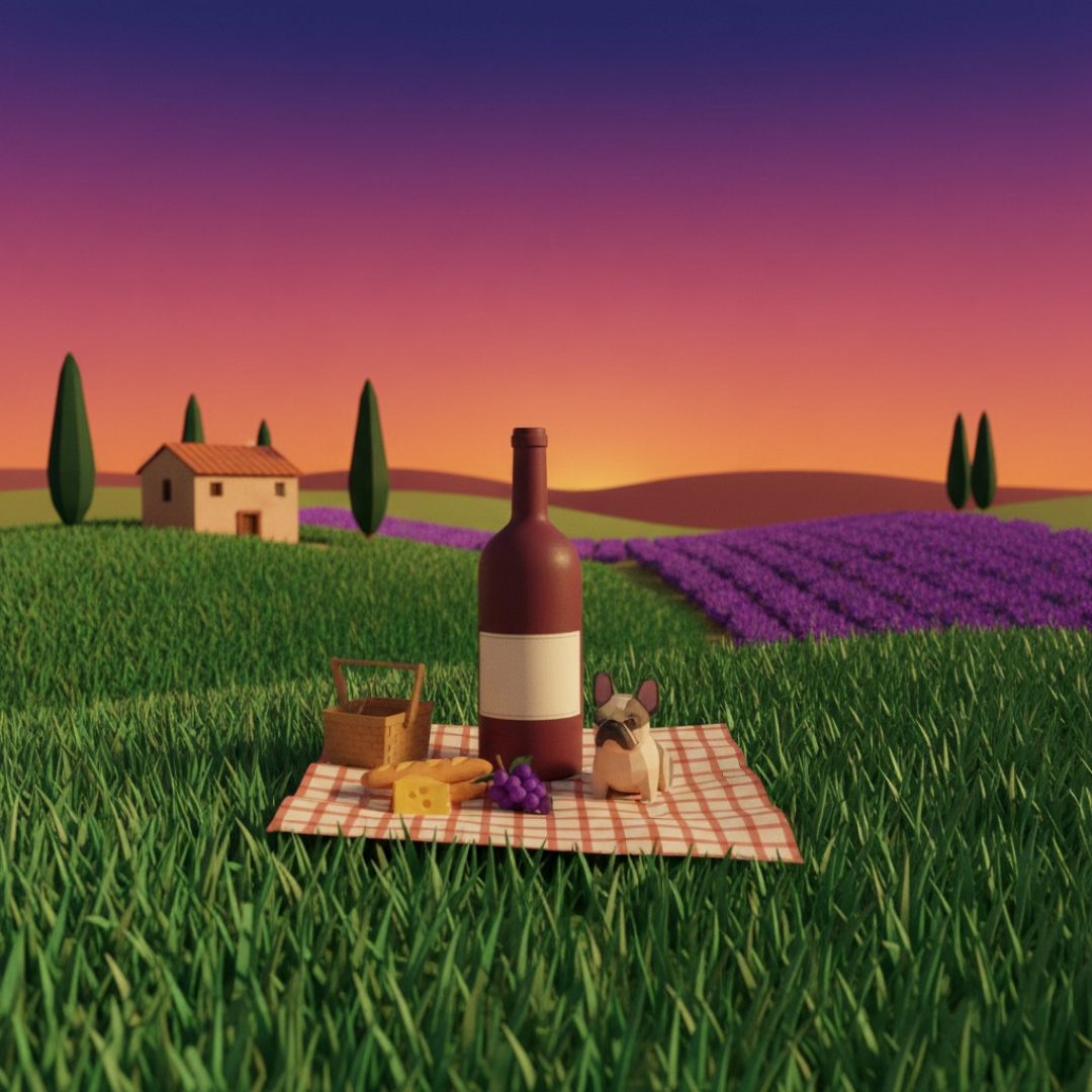 Sapporo The Sabbatical — countryside picnic scene with paper diorama wine bottle