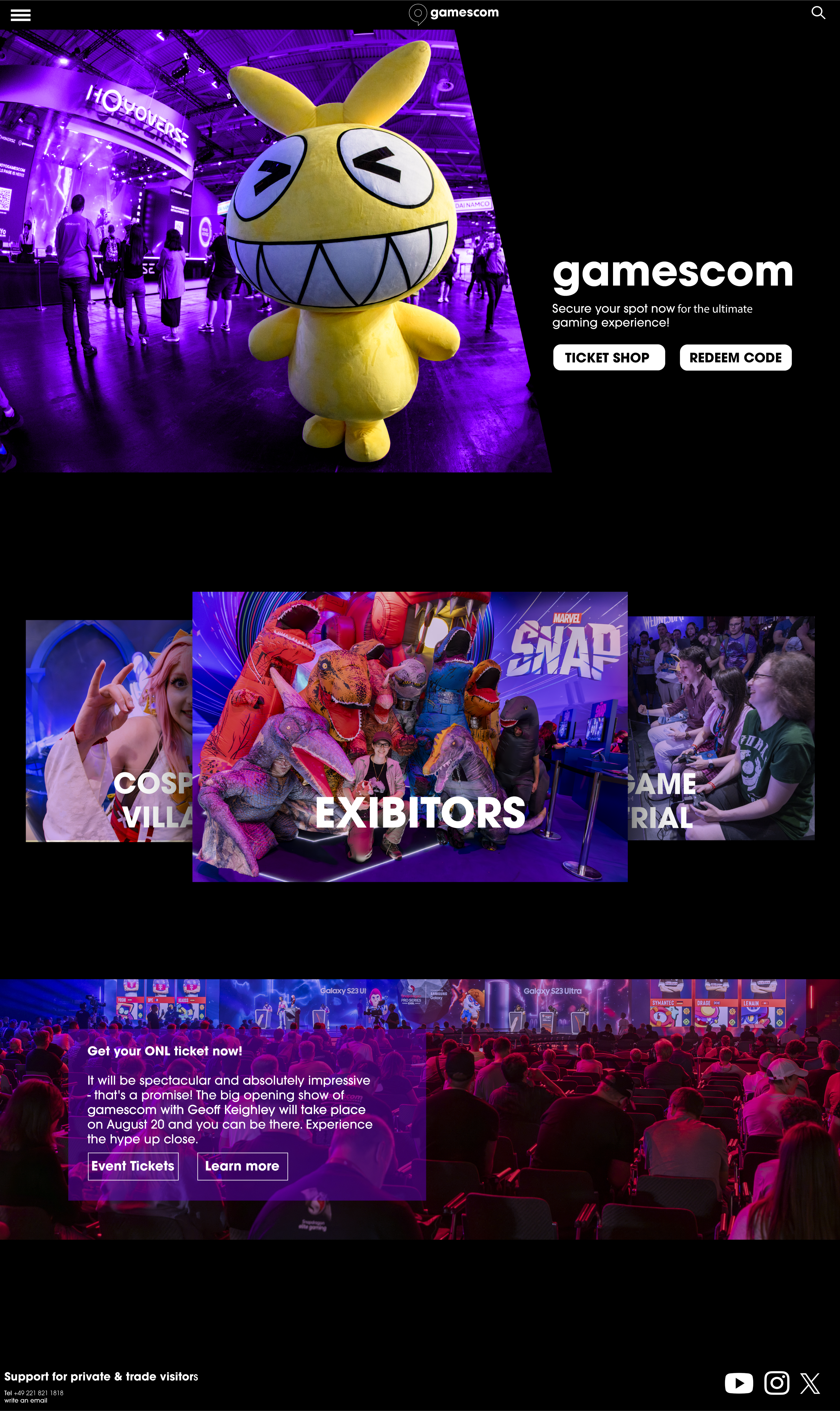 Gamescom 2024 website redesign — full homepage UI design